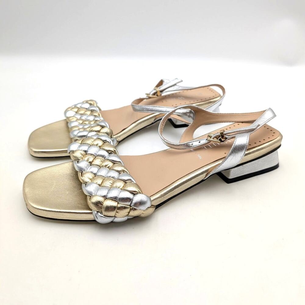 Ron White Barbra Ankle Strap Sandals Women's Silver/Gold Size US8 EU38.5